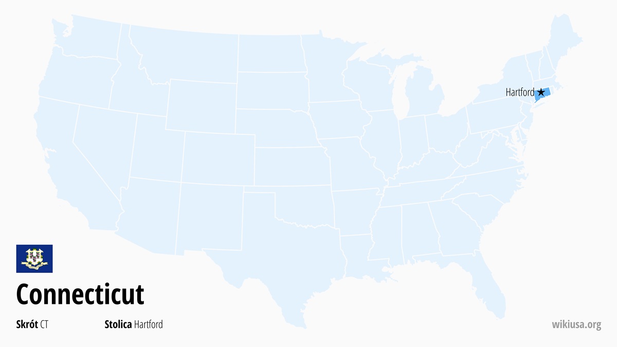 Mapa stanu Connecticut | Gdzie leży Connecticut? | Stan Connecticut – mapa, największe miasta, pogoda