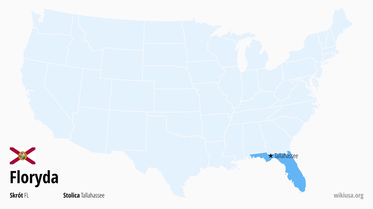 Mapa stanu Floryda | Gdzie leży Floryda? | Stan Floryda – mapa, największe miasta, czas, co zobaczyć