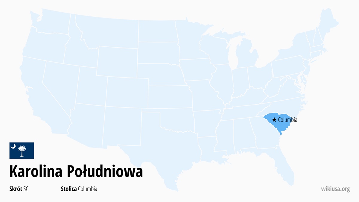 Mapa stanu Karolina Południowa | Gdzie leży Karolina Południowa? | Stan Karolina Południowa – mapa, miasta, czas, pogoda