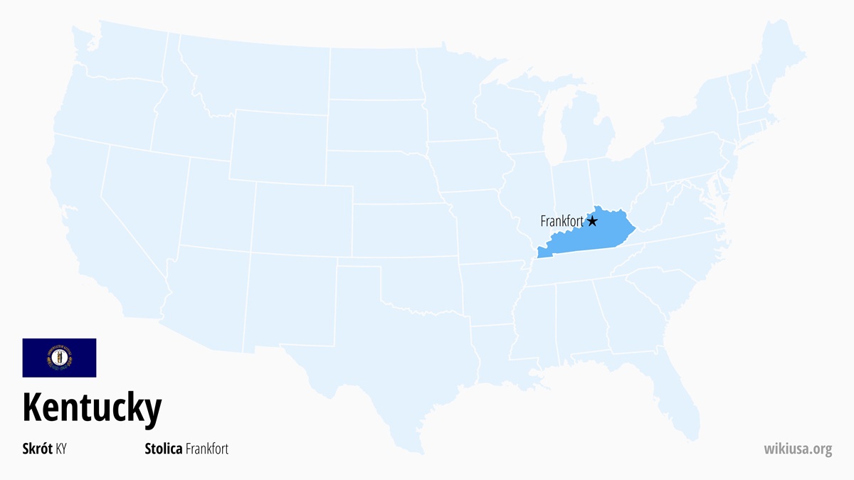 Mapa stanu Kentucky | Gdzie leży Kentucky? | Stan Kentucky – mapa, czas, największe miasta, ciekawostki