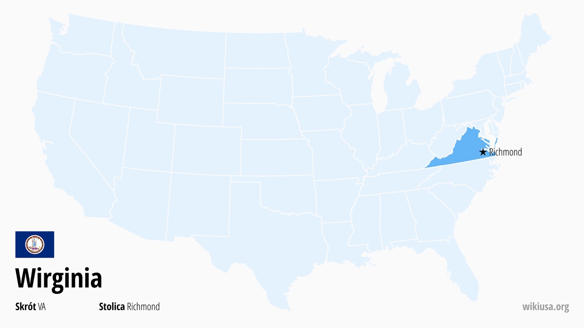 Mapa stanu Wirginia | Gdzie leży Wirginia? | Wirginia (stan USA) – ciekawostki, pogoda, co zobaczyć