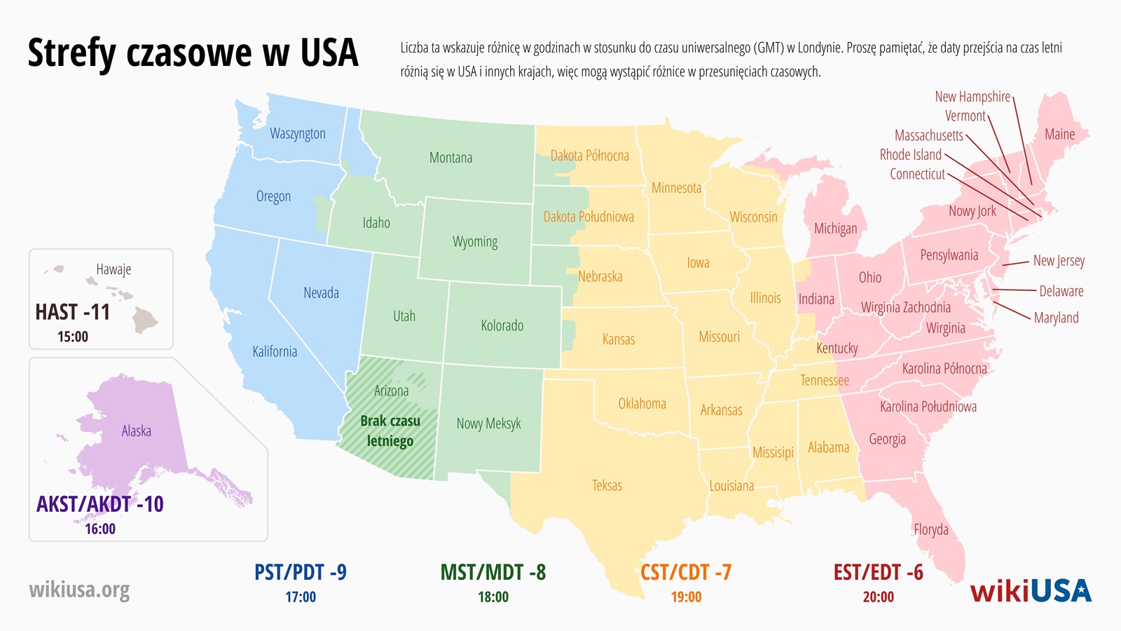 Czas w USA: Mapa, strefy czasowe i porównanie z Polską | © Petr Novák